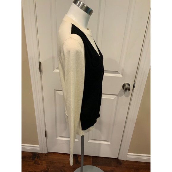 MM6 Maison Martin Margiela Cream/Black Wool "Trompe L'oeil" Sweater, Size M - Picture 5 of 8